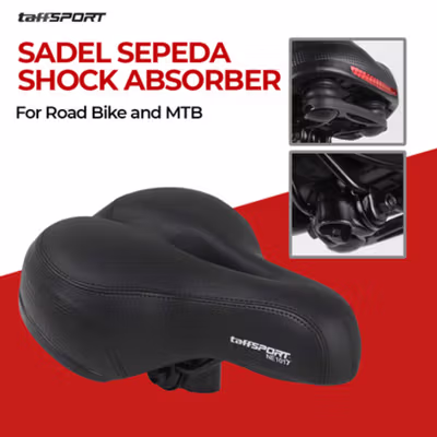TaffSPORT Jok Sadel Sepeda Bike Saddle Dual Shock Absorber Breathable - ZF25 - Black