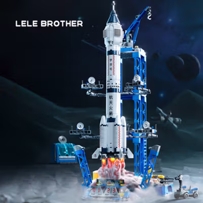 LELE BROTHER Mainan Pesawat Luar Angkasa Aerospace Rocket 458 Blocks - 8864 - Multi-Color