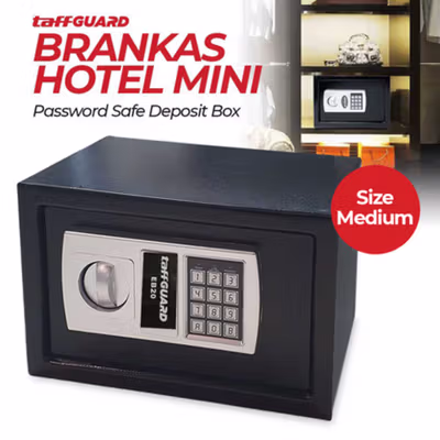 TaffGUARD Kotak Brankas Hotel Mini Password Safe Deposit Box Medium - EB20 - Black