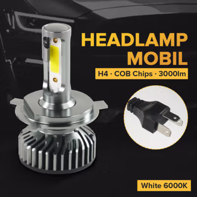 FX Lampu Depan Mobil High Low Beam LED H4 COB Chips 3000lm 24V 2 PCS White 6000K - FXH4 - Silver