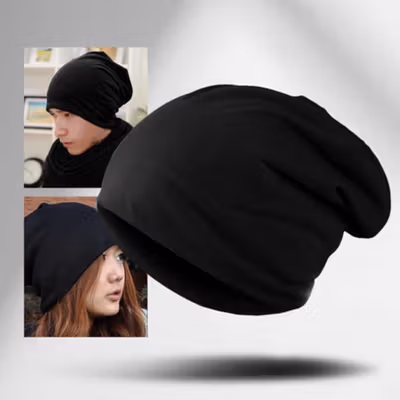 Ecobros Topi Kupluk Pria Wanita Kain Katun Winter Beanie Hat - EC001 - Black