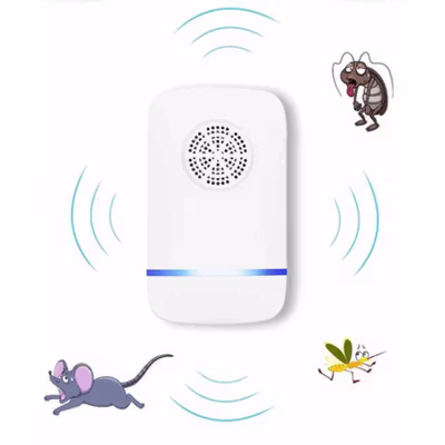 Anti Nyamuk Ultrasonic Machine Pest Repeller Electro EU Plug - HR-533 - White/Blue