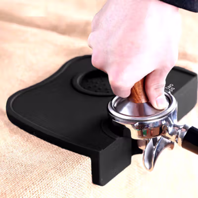 One Two Cups Holder Tamper Portafilter Kopi Corner Mat Barista Silikon - 0310-1 - Black