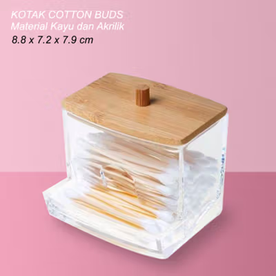 Dozzlor Kotak Cotton Buds Organizer Swab Container Akrilik - ZJ013 - Transparent