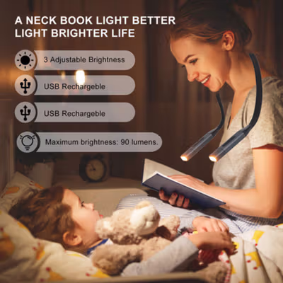 FIMILA Lampu Baca Mini LED Neck Reading Lamp 3 Color 1100mAh 1W - FM-55 - Black