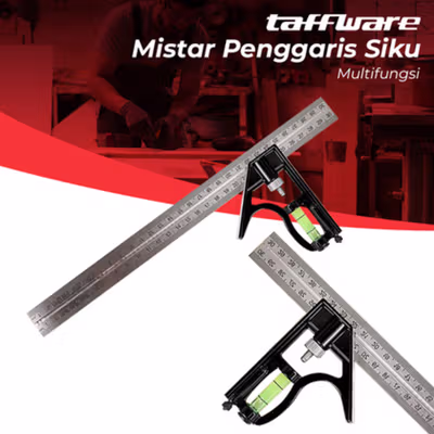 Taffware Mistar Penggaris Siku Adjustable Angle Ruler Waterpass 305mm - ZEAST - Black