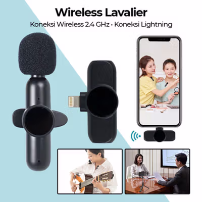 TaffSTUDIO Wireless Lavalier Lapel Microphone Vlogger Lightning 2.4GHz - HA85 - Black