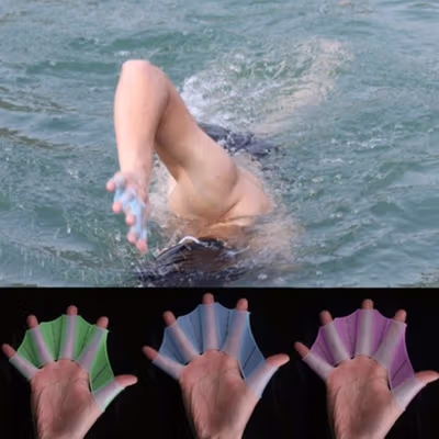 Alat Bantu Renang Tangan Katak Swimming Finger Fin Silicone Size M - HW700 - Green
