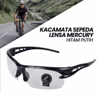 OULAIOU HAOGHIMENG Kacamata Sepeda Lensa Mercury Cycling Outdoor Sport - 3015 - Black White