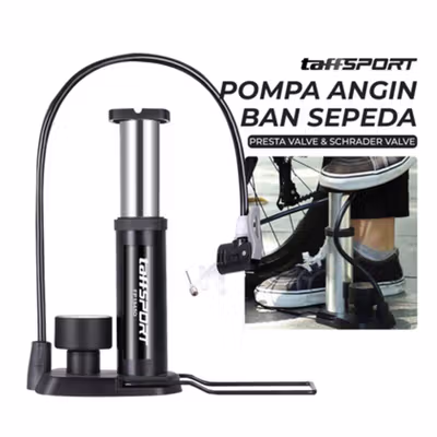 TaffSPORT Pompa Sepeda Portable Light Mini Floor Pump 160 PSI - PM50 - Black