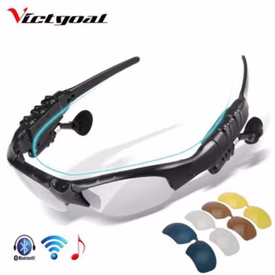VICTGOAL Kacamata Olahraga Polarized Earphone Bluetooth dengan 5 Lensa - BTglasses - Black