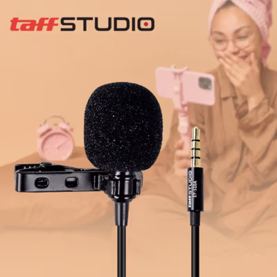 TaffSTUDIO Deluxe 3.5mm Microphone with Clip for Smartphone Laptop - EY-510A - Black