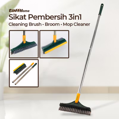TaffHOME Sapu Sikat Pembersih 3 in 1 Cleaning Brush Broom Wiper Mop - UR378 - Green/Yellow