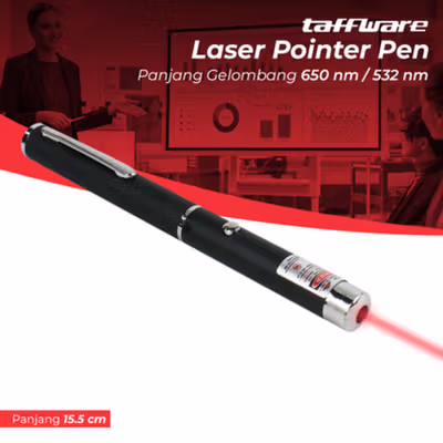 Taffware Laser Pointer Pen Presentasi High Power Baterai AAA 5mw Beam Merah - ZY0001 - Black