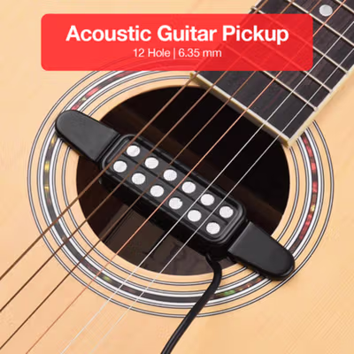 Fishman Acoustic Guitar Pickup Microphone Gitar 12 Hole 6.35mm 2.8M - P-012 - Black