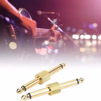 Keytars Jack Audio Adaptor Efek Gitar 6.35mm 1/4 Stereo - TC069 - Golden