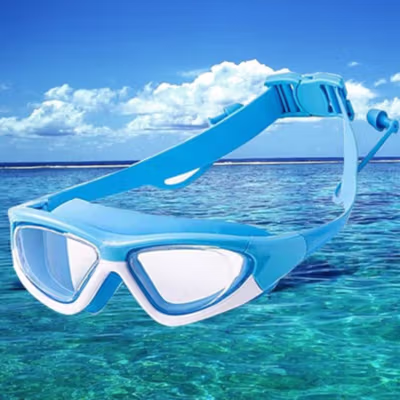 Chanskyu Kacamata Renang Anak Anti Fog UV Protection with Earplug - CK185 - Blue/White