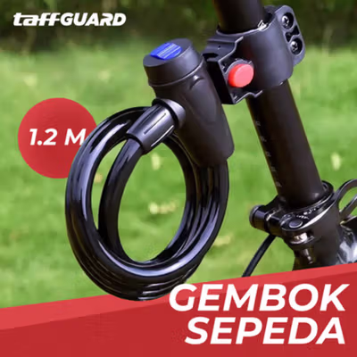 TaffGUARD Kunci Gembok Sepeda Kabel Waterproof Flexible 1.2M - GT20 - Black
