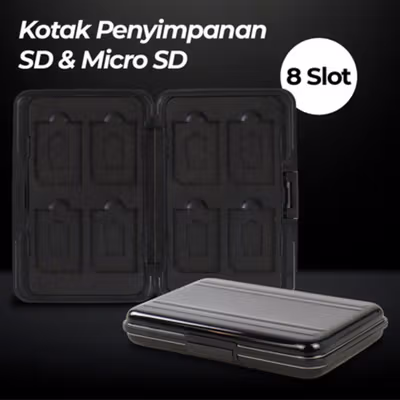 Kotak Penyimpan Kartu Memory SD Card and Micro SD Storage Case 8 Slot - 421 - Black/Black