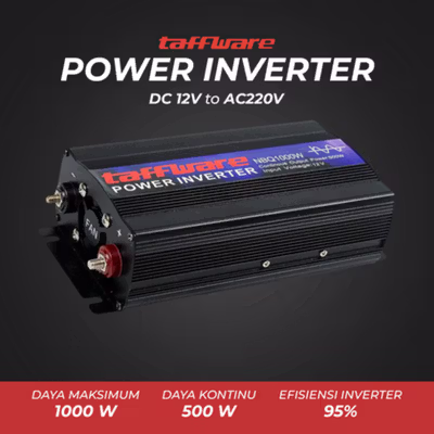 Taffware Power Inverter Mobil Pure Sine Wave DC 12V to AC 220V 1000W - NBQ1000W - Black