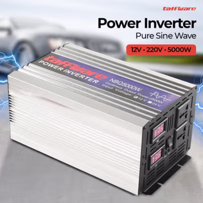 Taffware Power Inverter Mobil Pure Sine Wave DC 12V to AC 220V 5000W - NBQ5000W - Silver