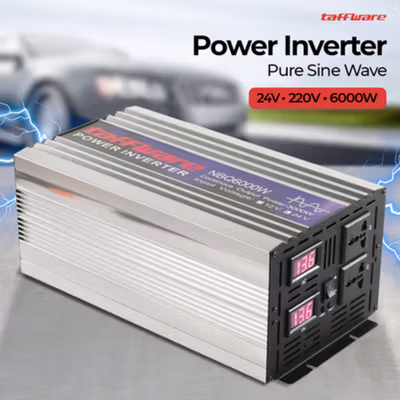 Taffware Power Inverter Mobil Pure Sine Wave DC 24V to AC 220V 6000W - NBQ6000W - Silver