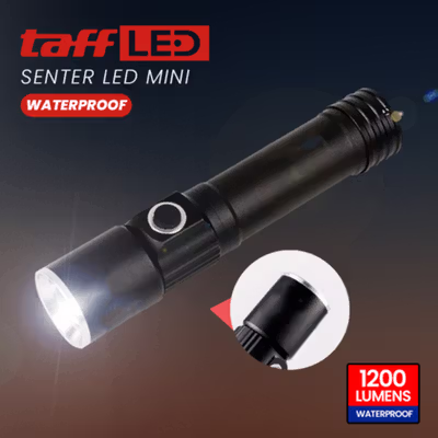 TaffLED Senter LED Mini Flashlight Waterproof Magnetic 1200 Lumens - WT518 - Black
