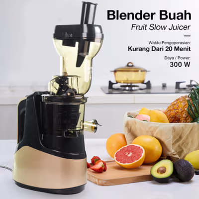 TaffHOME Buah Fruit Slow Juicer 7LV Screw Cold Press Extractor Machine - JE-B03BH - Golden