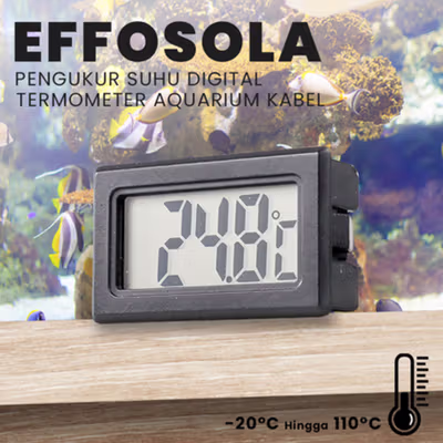 Effosola Termometer Digital LCD Akuarium Fish Tank Sensor Kabel 1M - TPM-10 - Black