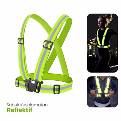 CEZMKIO Sabuk Keselamatan Reflective Vest Running Gear High Visibility - B08 - Green