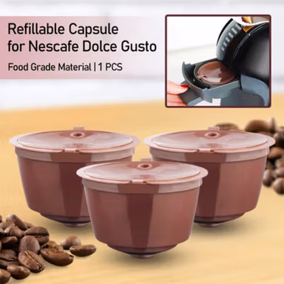 iCafilas Reusable Capsule 1 PCS Compatible for Nescafe Dolce Gusto - F457 - Brown
