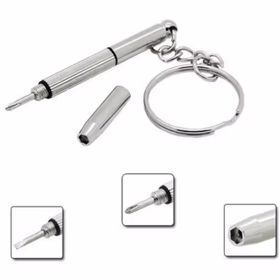 VENSTPOW Gantungan Kunci Obeng Kacamata Screwdriver Plus Minus Hexagon - V001 - Silver