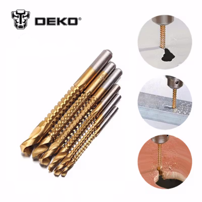 DEKO Mata Bor Power Drill Bits HSS Steel 3-8mm 6 PCS - DW1369 - Golden
