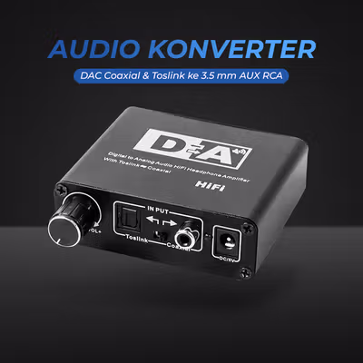 Audio Konverter DAC Audio HiFi Coaxial Toslink ke 3.5mm AUX RCA - AV-C6 - Black