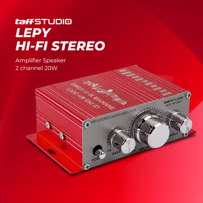 TaffSTUDIO LEPY HiFi Stereo Amplifier Speaker Audio 2 Channel 20W - HY-2001 - Red