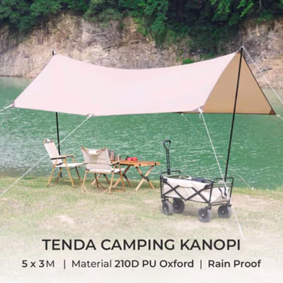 Buizel Flysheet Terpal Tenda Camping Waterproof Anti UV 5x3M - SF-015 - Desert Sand