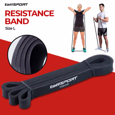 TaffSPORT Resistance Band Pull Up Fitness Gym Yoga Pilates Latex Size L - Y66OR - Black