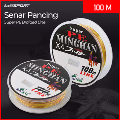 TaffSPORT MINGHAN Senar Benang Tali Pancing Super PE Braided Line 100M 0.4 - X4 - No Color