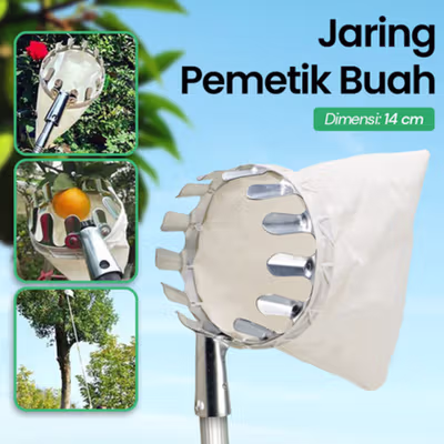 TaffHOME Jaring Net Pemetik Buah Fruit Picker Collection Head 14cm - HM16 - Silver