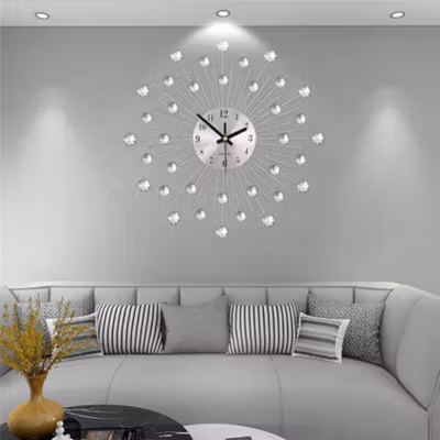 TaffHOME Jam Dinding 3D Quartz Creative Design Luxury Diamond 33cm - T6807 - Silver