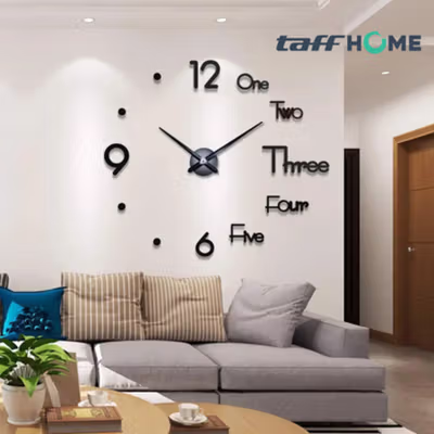 TaffHOME Jam Dinding Besar DIY Giant Clock Underline dan Angka 120cm - JM-09 - Black