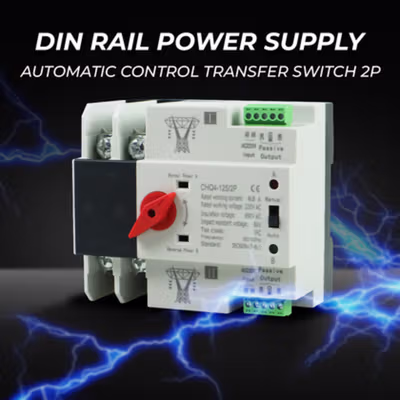 Taffware DIN Rail Power Supply Automatic Control Transfer Switch 2P 63A - GFQ3-125/2P - White