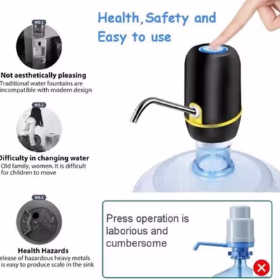 TaffHOME Pompa Elektrik Air Minum Galon Dispenser Rechargeable - K1 - Black