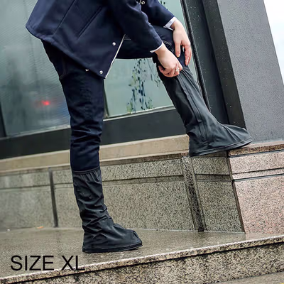 Rhodey Pelindung Sepatu Anti Hujan Reusable Rain Boot Cover XL - JY-819A - Black