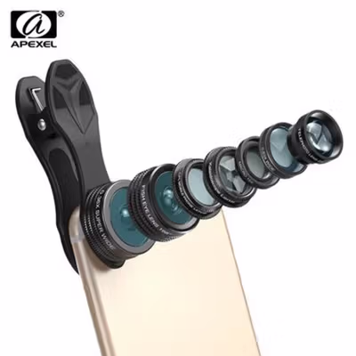 APEXEL 10in1 Lensa Kamera Fisheye Macro Wide Tele CPL Kale Filter - APL-DG10 - Black