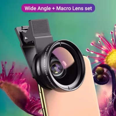 APEXEL Lensa Kamera Smartphone 2 in 1 Macro 12.5X Wide Angle 0.45X - APL-0.45WM - Black
