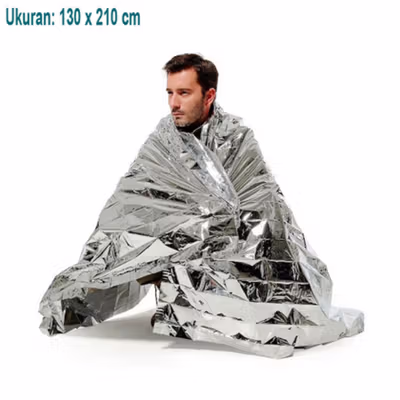 TaffSPORT Selimut Darurat Emergency Blanket Thermal 130x210cm - SL03-001 - Silver