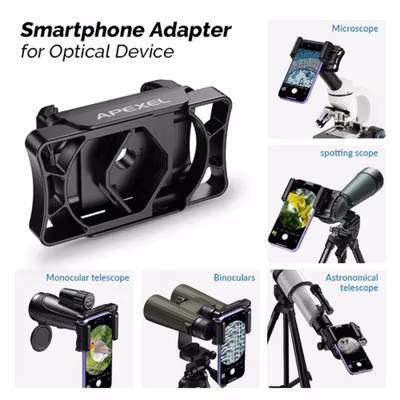 APEXEL Smartphone Adapter for Telescope Microscope Binocular 95mm - APL-F002 - Black