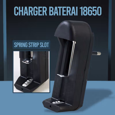 Charger Baterai 1 Slot 18650 Li-ion Spring Strip EU Plug 240V - TG-088 - Black