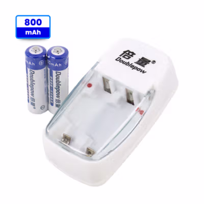 Doublepow Charger Baterai Rechargeable 2 Slot AA AAA with AA 2 PCS - DP-B01 800 - White